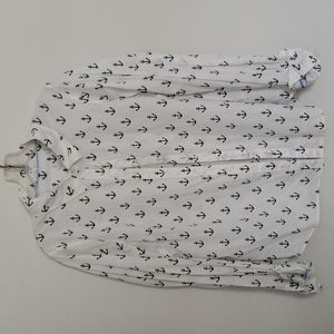 White and navy button down anchor shirt